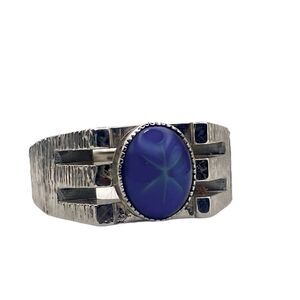 Vintage Men's Ring 18K Gold Electroplated Faux Star Sapphire Size 9